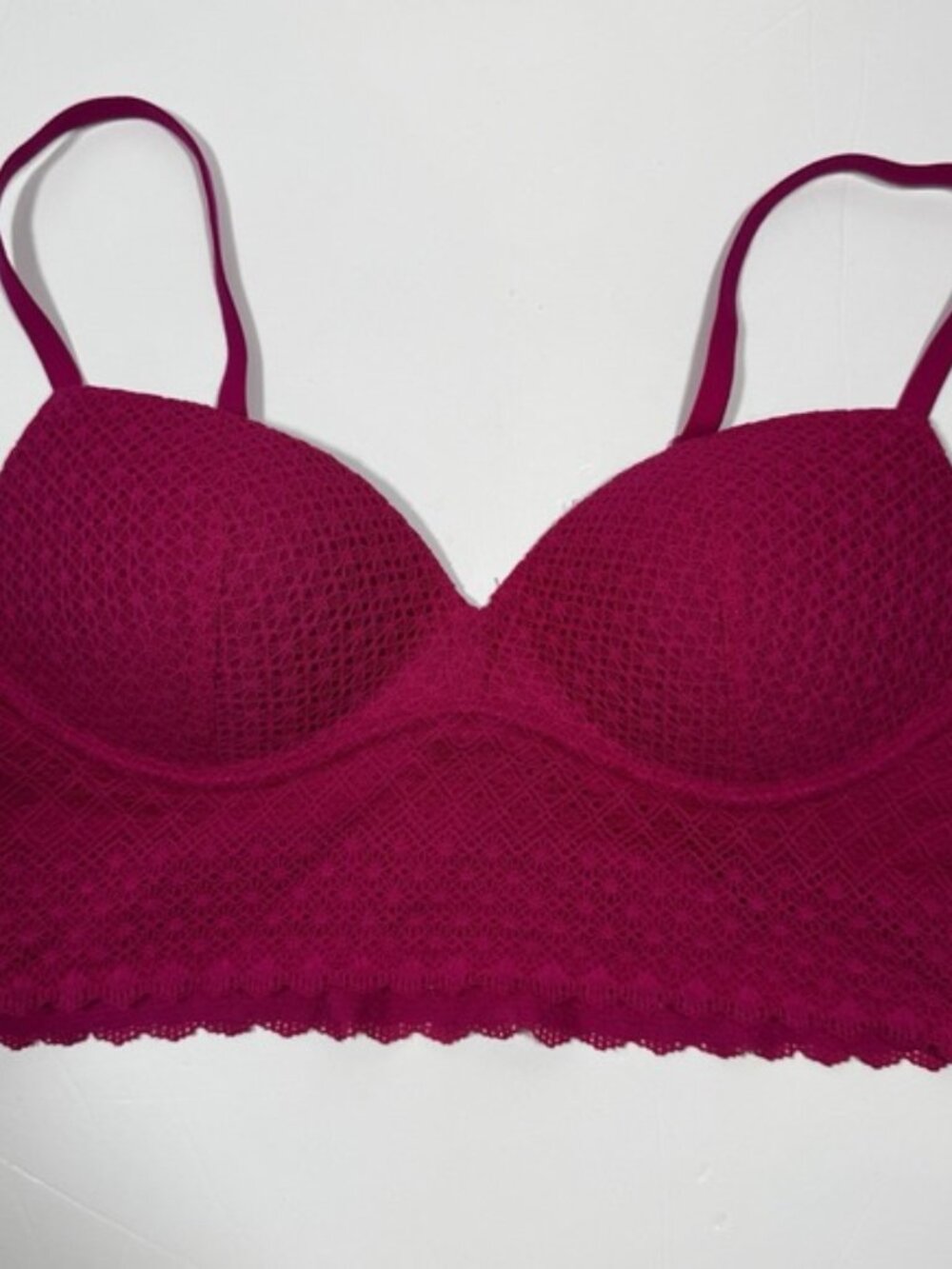 Victoria's Secret Bralette Padded No Wire Lace Pink 32B Coquette Sexy Barbiecore